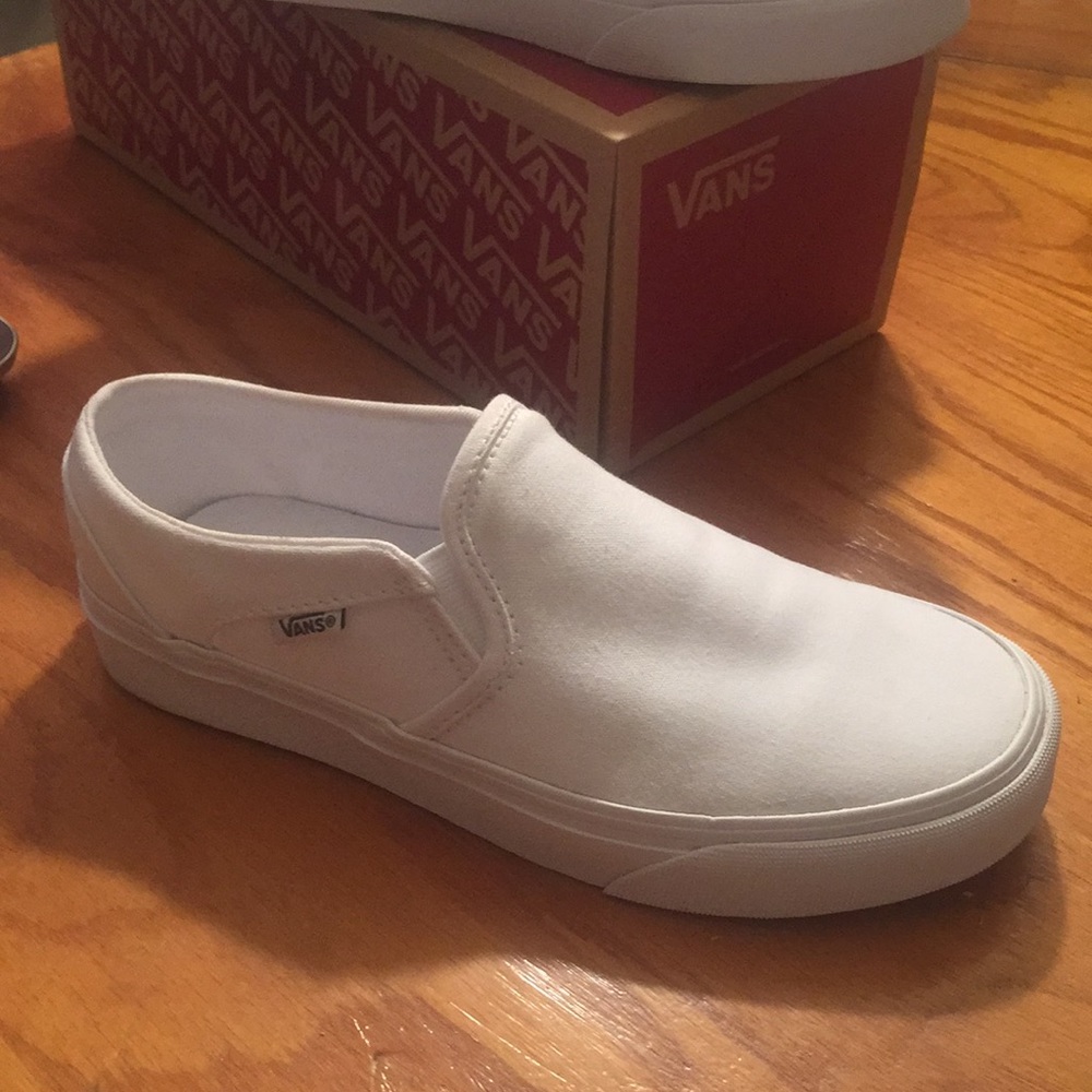 white slip on vans
